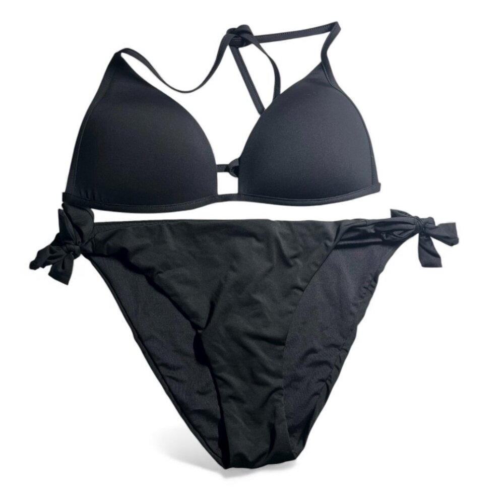 Calzedonia Black Bikini Set – Top & Tie-Side Bottom (Size M)